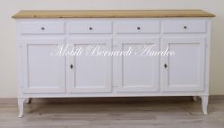 CR81 LR Credenza Legno Massello Bianco Top Rovere 01